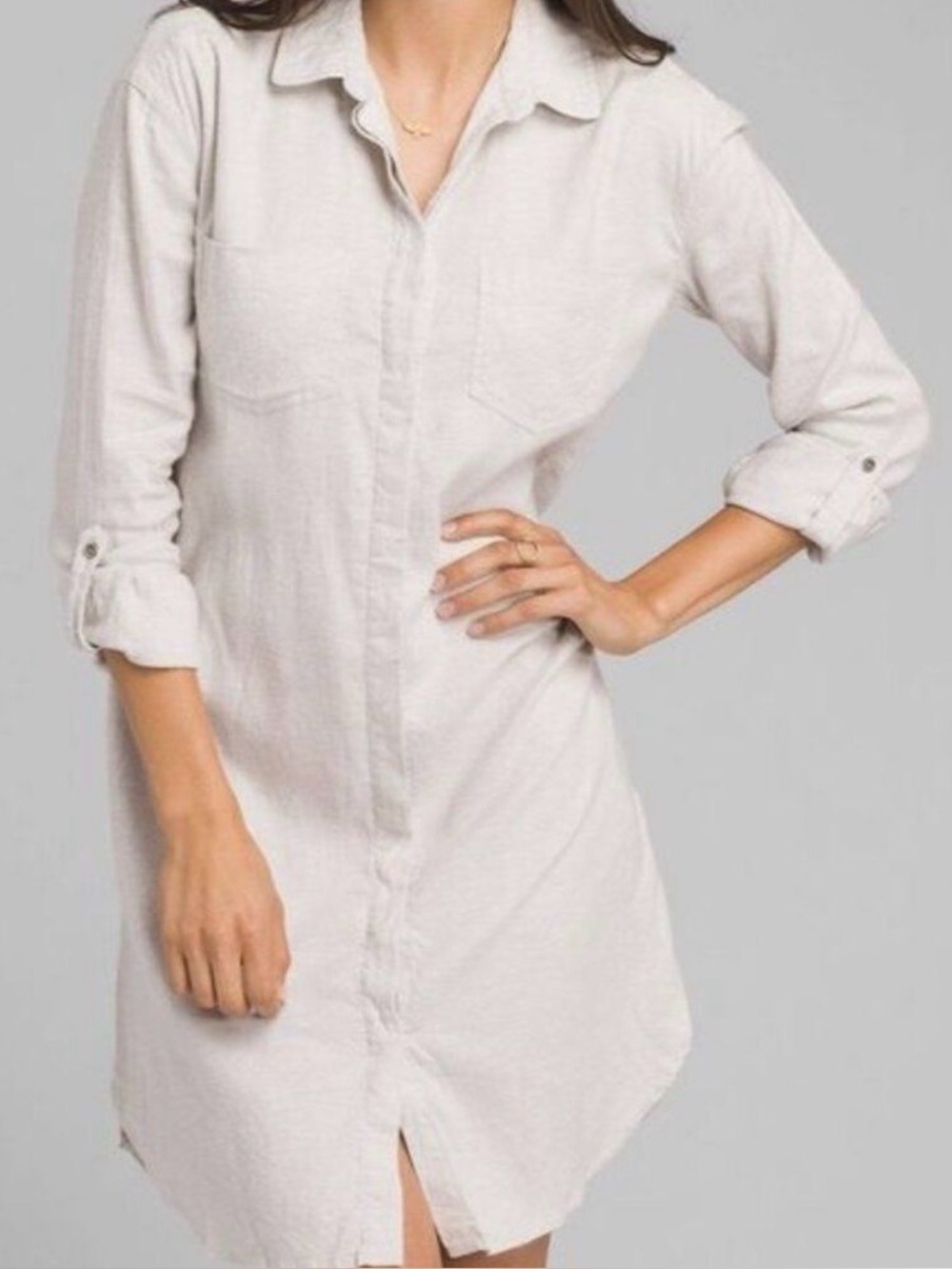 Prana La Noa Relaxed Shirt Dress in Silver Spray